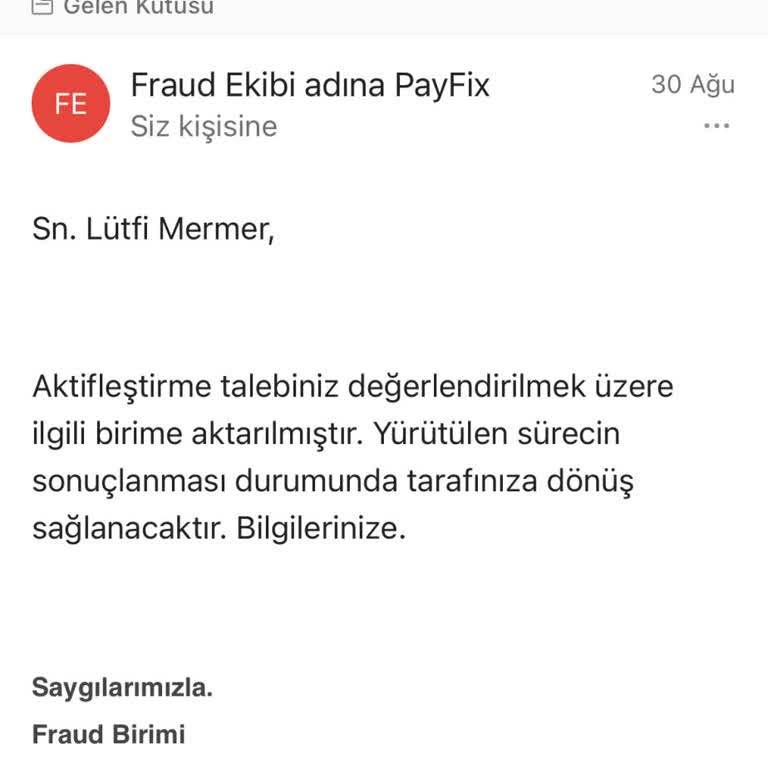 Payfix Müşteri Hizmetleri Hiçbir Şekilde Yardımcı Olmuyor