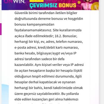 Onwin Bahis Sitesi Deneme Bonusundan Kazandığım Parayı Vermiyor.