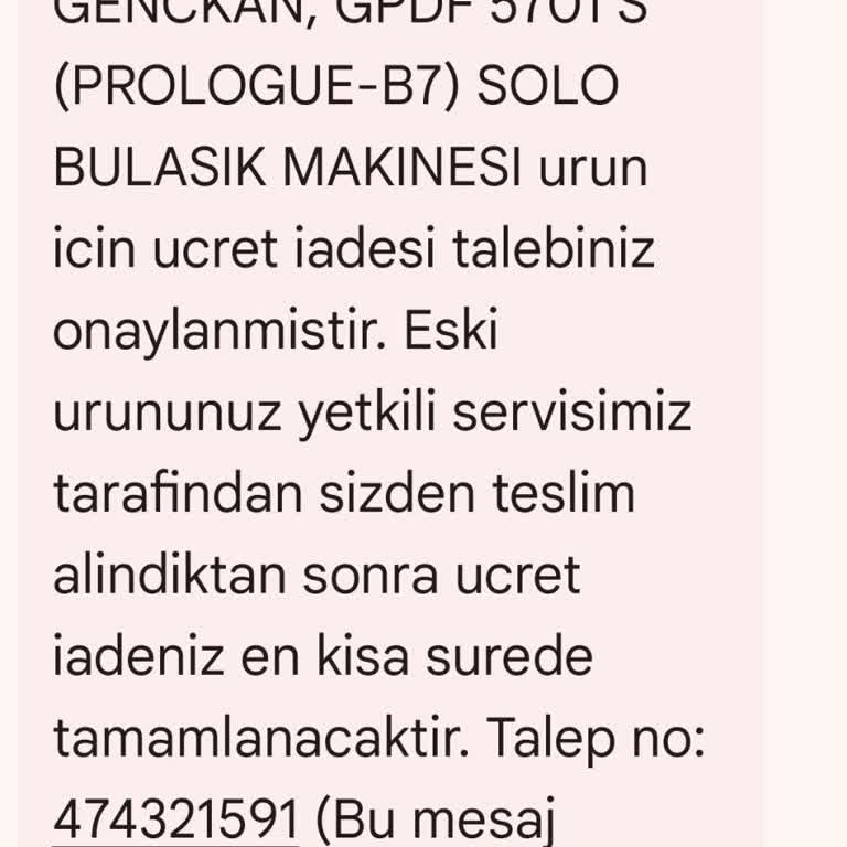 Grundig Bulaşık Makine Ücret İadesi İle İlgili