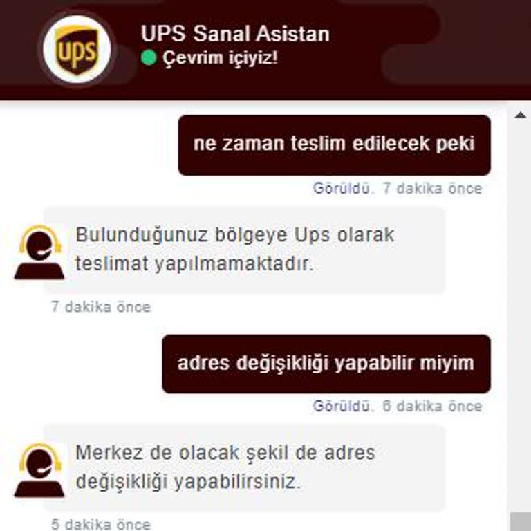 UPS Türkiye Uzak Bölge Yazarak Teslim Etmemesi