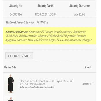 Sefamerve Mevlana Ferace Kalitesi Ve Müşteri Hizmetleri Sorunu