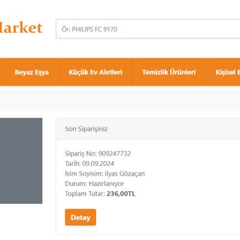 SüpürgeMarket Siparişin Hazırlanma Sürecinde Yaşanan Sorun