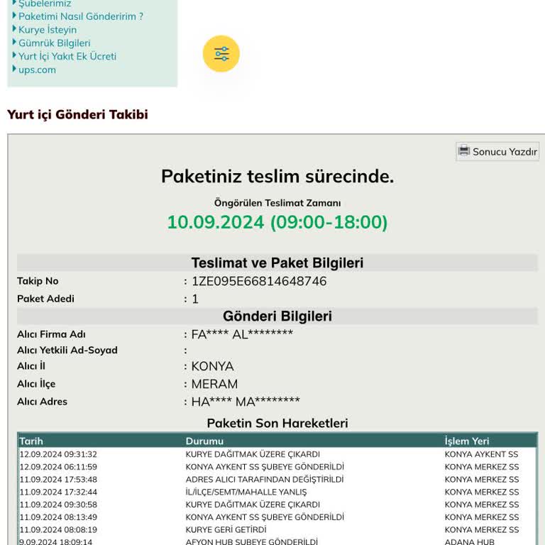 UPS Türkiye Kargo Teslimatında Büyük Sorunlar Ve İletişimsizlik