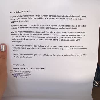 Garanti Süresince Calvin Klein Markasından Destek Alamıyorum