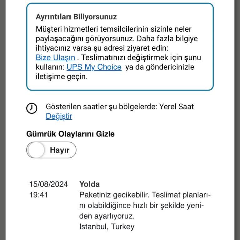 UPS Türkiye 1 Aydır Gelmiyor