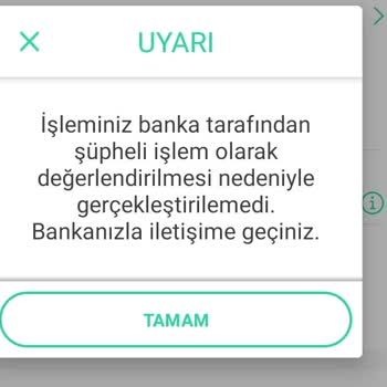 Ziraat Bankası Ziraat Harçlık Avans Şüpheli İşlem Nedeniyle Alışverişe İzin Vermiyor