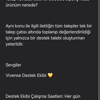 Vivense'nin İlgisizliği Nedeniyle Siparişin Teslim Süresini Bilmiyoruz