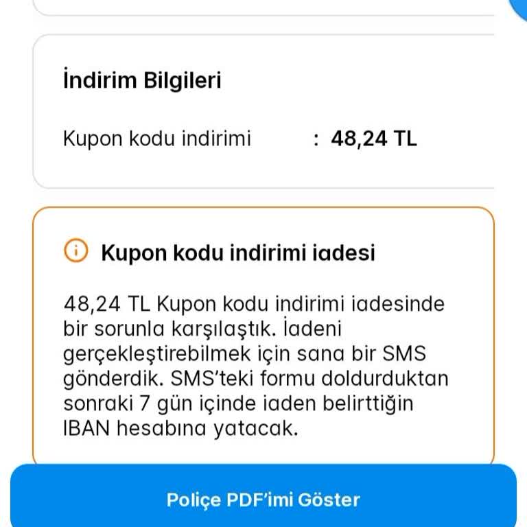 Sigortam.net İndirim Tutarını İade Edin