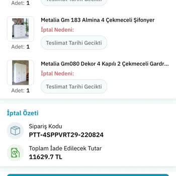Sanal İşlemim Sonucu İptal Ettiğim Ürünün Para İadesi Olmadı Epttavm