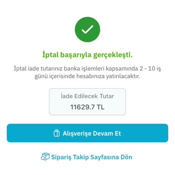 Sanal İşlemim Sonucu İptal Ettiğim Ürünün Para İadesi Olmadı Epttavm