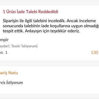 Trendyol Yanlış Yemeğin İadesini Sağlamıyor