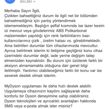 Dyson Tarafıma Üst Üste Çizik Ürün Gönderilmesi.