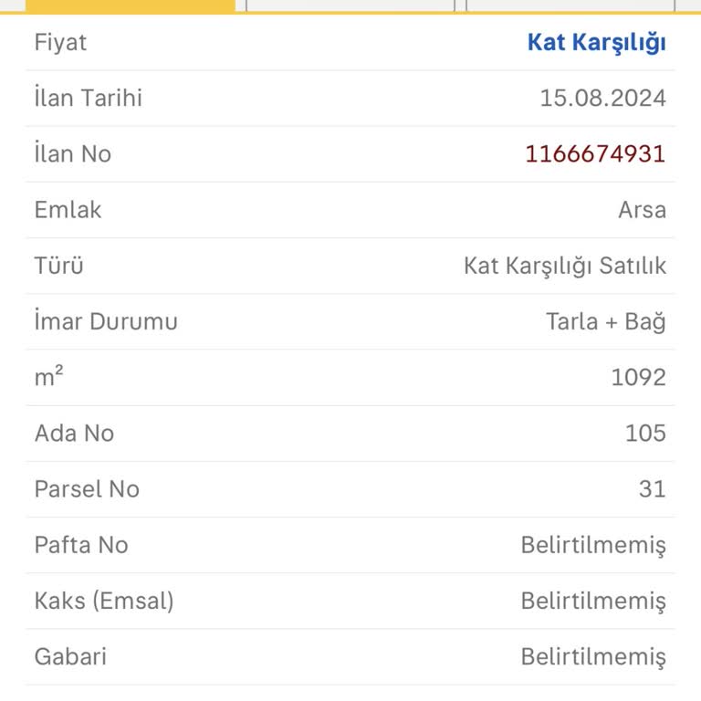 Sahibinden İlandaki Fiyat Olarak Kat Karşılığı Kısmı Düzeltilsin.
