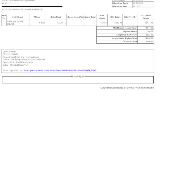 Gain İzinsiz Ve Haksız Kesilen Ücret