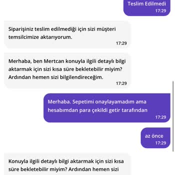 Getir Onaylanmamış Sepet İçin Hesabımdan Para Çekildi