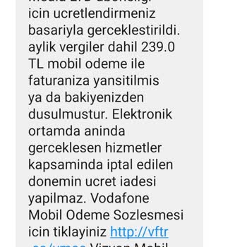 Vodafone Pay Habersiz Alınan Ödemenin İadesini Talep Ediyorum