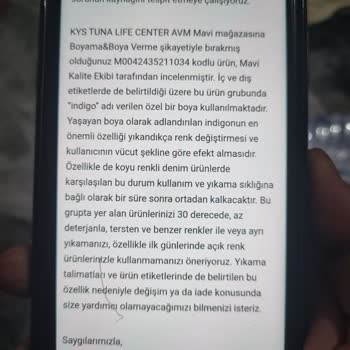 Mavi Ürünün Arkasında Durmuyor