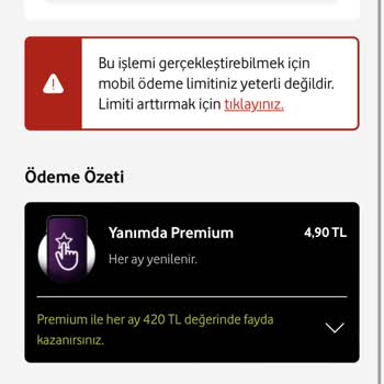 Vodafone Yanımda Premium Üyelik Sorunu: Ödeme Tamamlanmıyor