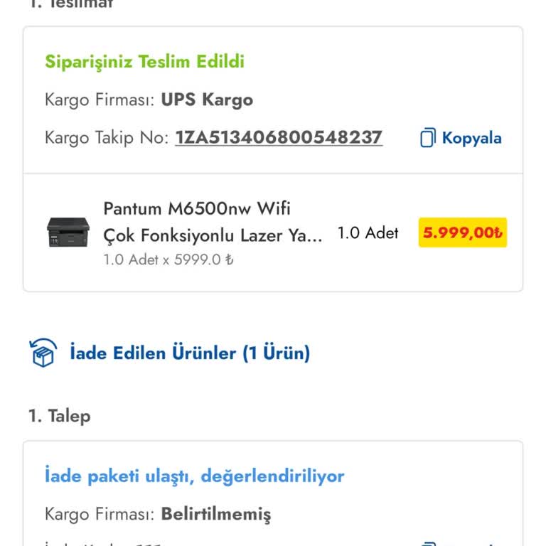 Cepte Şok İade Kodu
