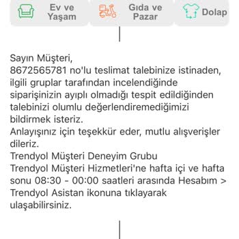 Trendyol Destek Ürün İadesi Sorunu