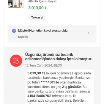 Hepsiburada İptal Edilen Sipariş