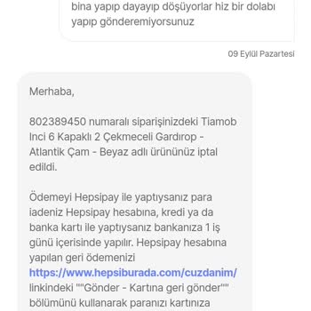 Hepsiburada İptal Edilen Sipariş