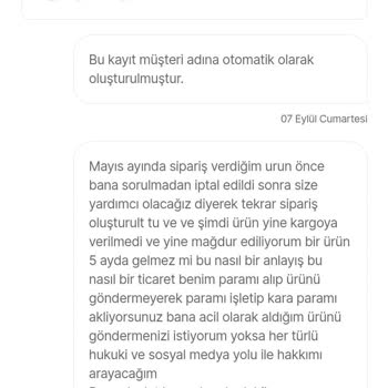 Hepsiburada İptal Edilen Sipariş