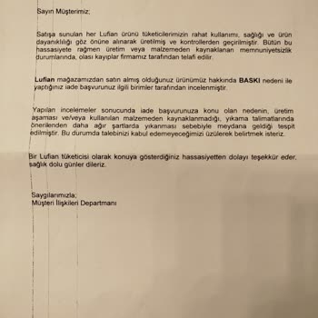 Lufian Ürün Hatasını Kabullenmiyor.