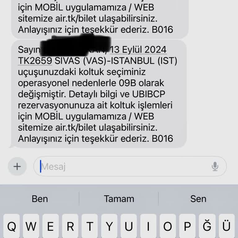 THY Ücretli Ödediğim Koltuk Numarası Değişti