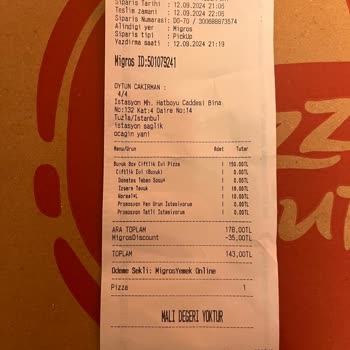 Pizza Hut Tuzla Şubesi'nde Soğuk Ve Eksik Sipariş Sorunu