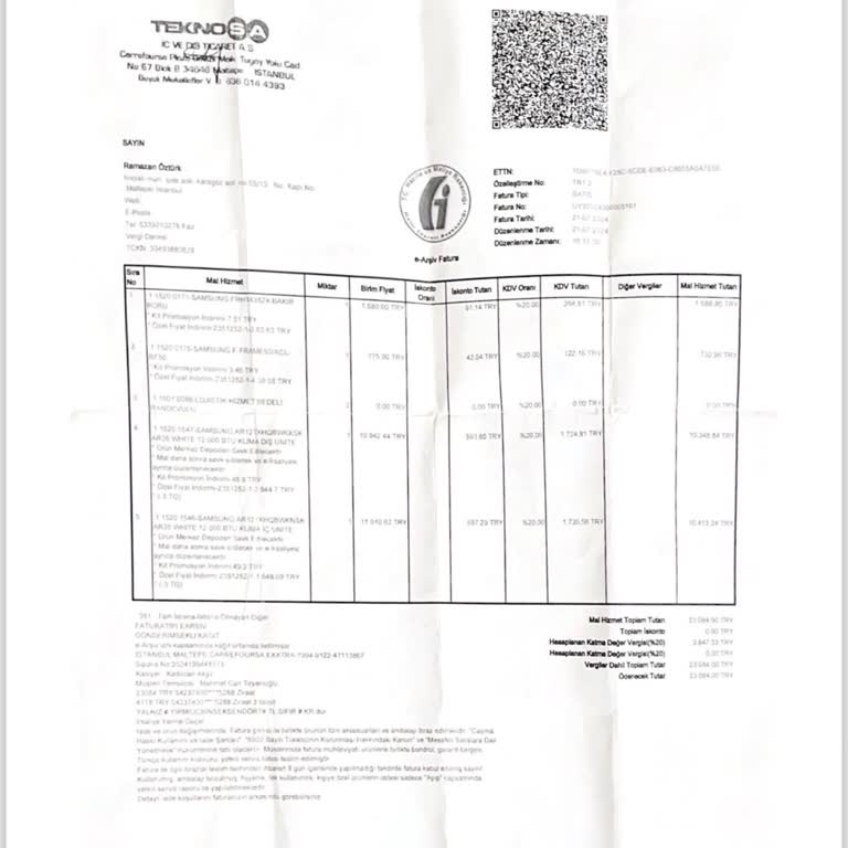 Sıfır Samsung AR12 12000BTU Klima Panel Komple Kırık Çıktı Muhatap Yok