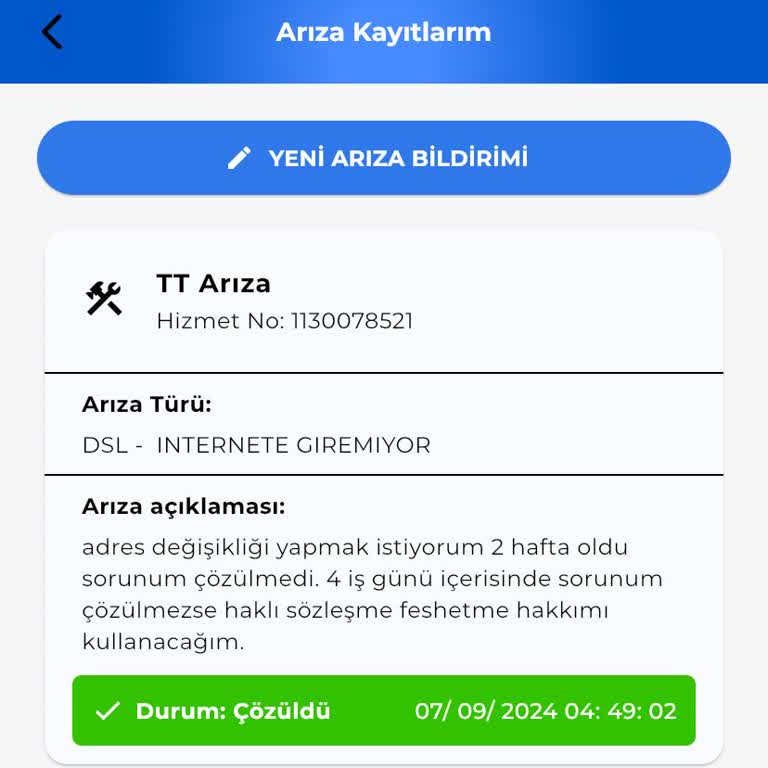 TÜRKSAT Kablo Net Adres Değişikliği Sorumsuzluğu