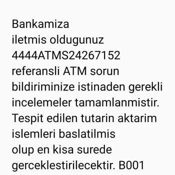 Ziraat Bankası Ziraat ATM Para Yutma Ve Eksik İade