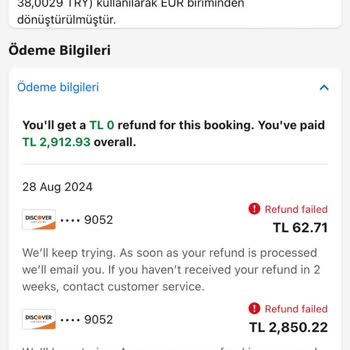 Booking.com Paramı İade Etmedi Ve İlgilenmedi!