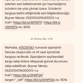 Boyner Online Kullanılmış-Elden Geçmiş Ürün Gönderdi