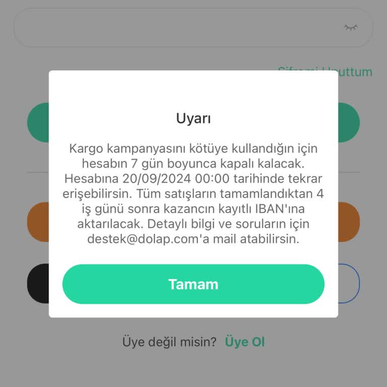 Dolap Uygulaması Hesabımı Bloke Etti