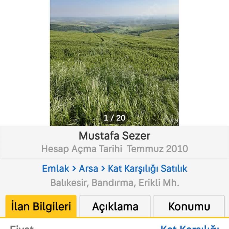 Sahibinden Kafasına Göre Tarla İlanımı Kat Karşılığı Değiştirmesi