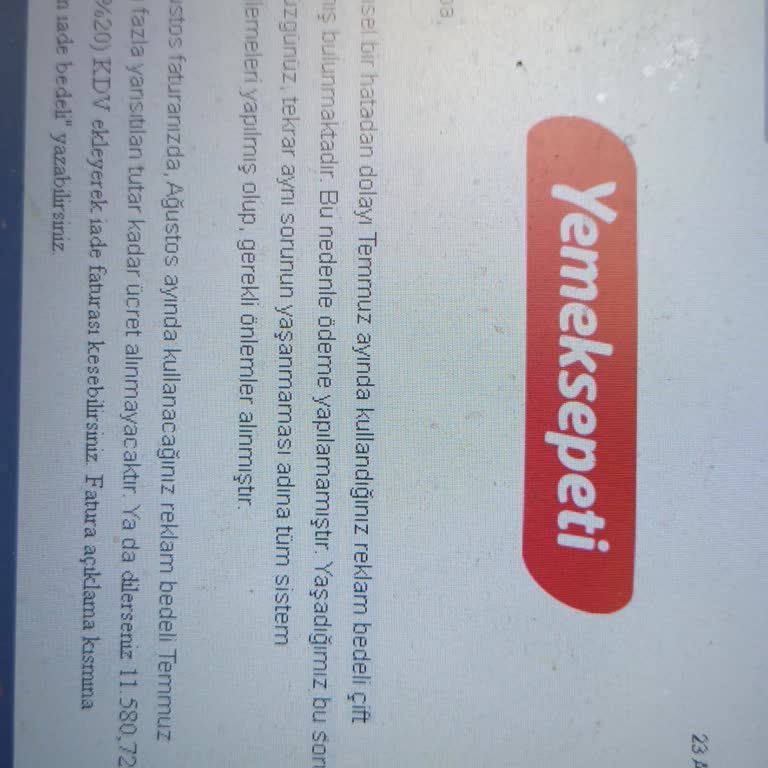 Yemeksepeti'nden Ödeme Alamıyorum.