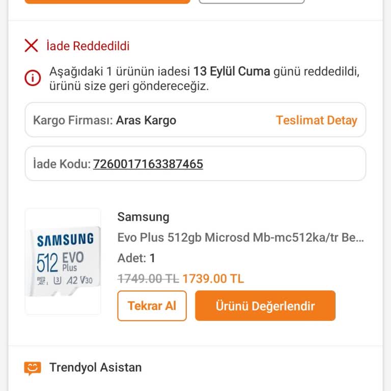 Trendyol Samsung SD Kart PC De Okunuyor Telefonda Okunmuyor Ve İade Alınmıyor