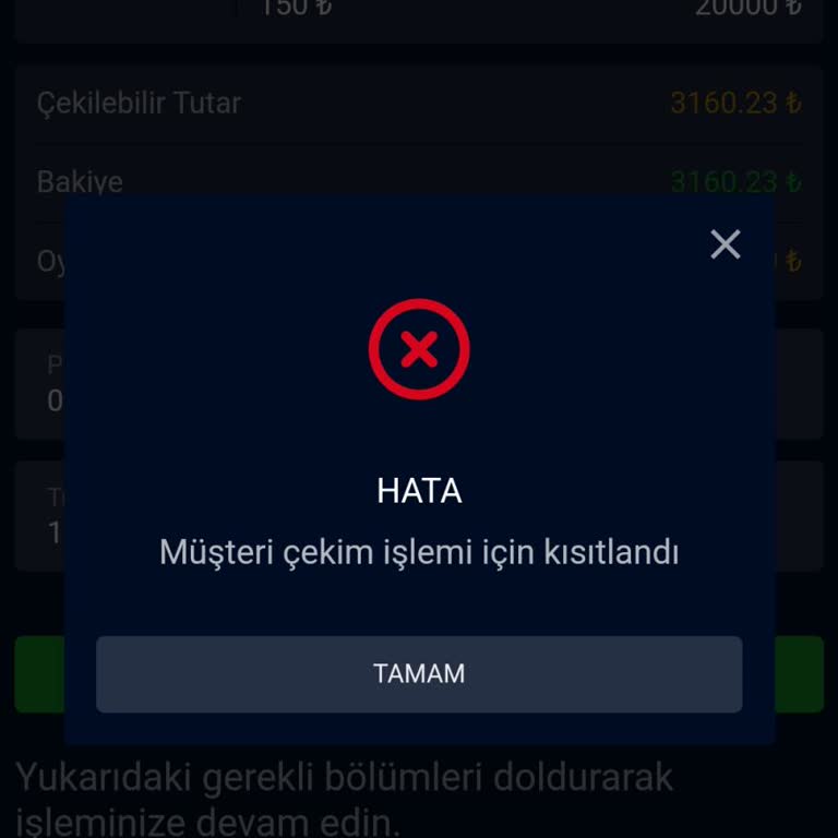 Vbettr Hesabımdan Para Çekemiyorum Kısıtlandı Hatası