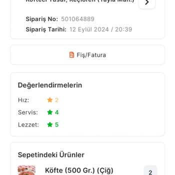 Migros Yemek Köfteci Yusuf Eksik Ürün Gönderimi