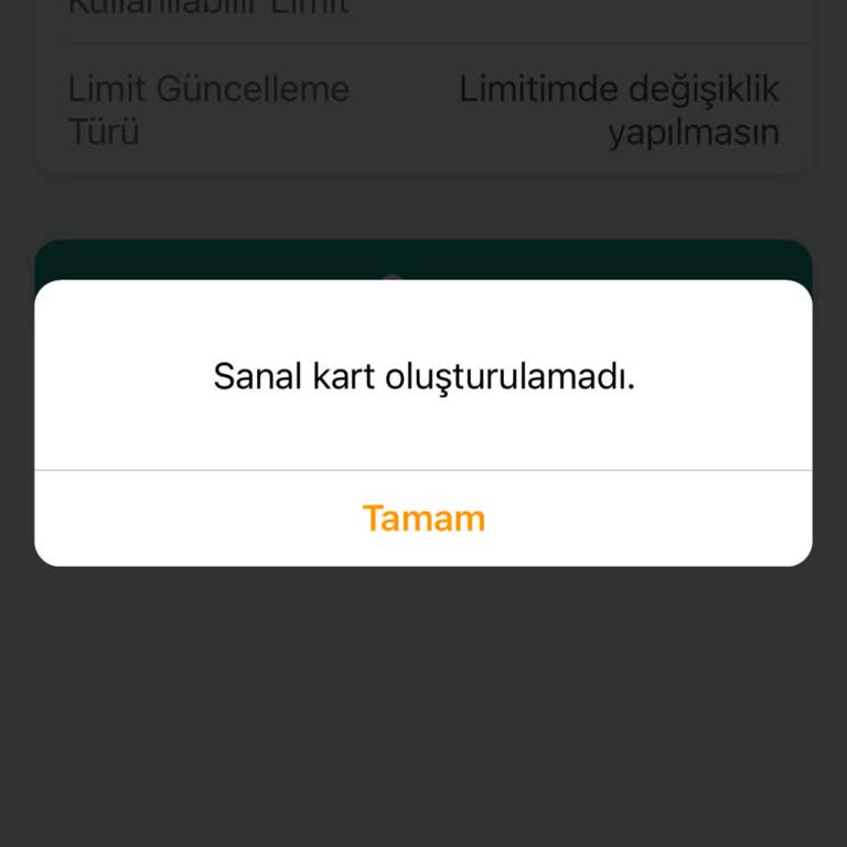 Kuveyt Türk Kredi Kartım Üzerinden Sanal Kart Oluşturamıyorum.