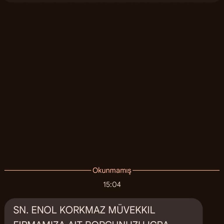 UCKOCLAR HK (SMS) Üçkoçlar Firması Borç Mesajı