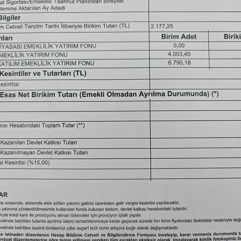 Türkiye Hayat Emeklilik Bireysel Emeklilik Sistemi Ve Kesintiler Hakkında Şikayet