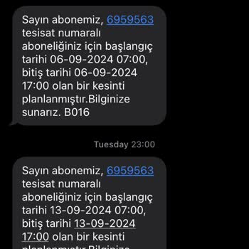 Dicle Elektrik Dağıtım Yanlış Kayıt Nedeniyle Sürekli Gelen Mesajlar
