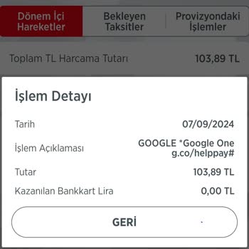 Google Hep Pay Haberim Olmadan Hesabımdan 103 TL Çekmiş
