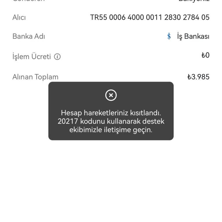 OKX Para Çekme İşlem Hatası
