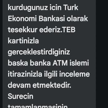 TEB Bankası ATM Sorunu Ve Para İadesi Problemi