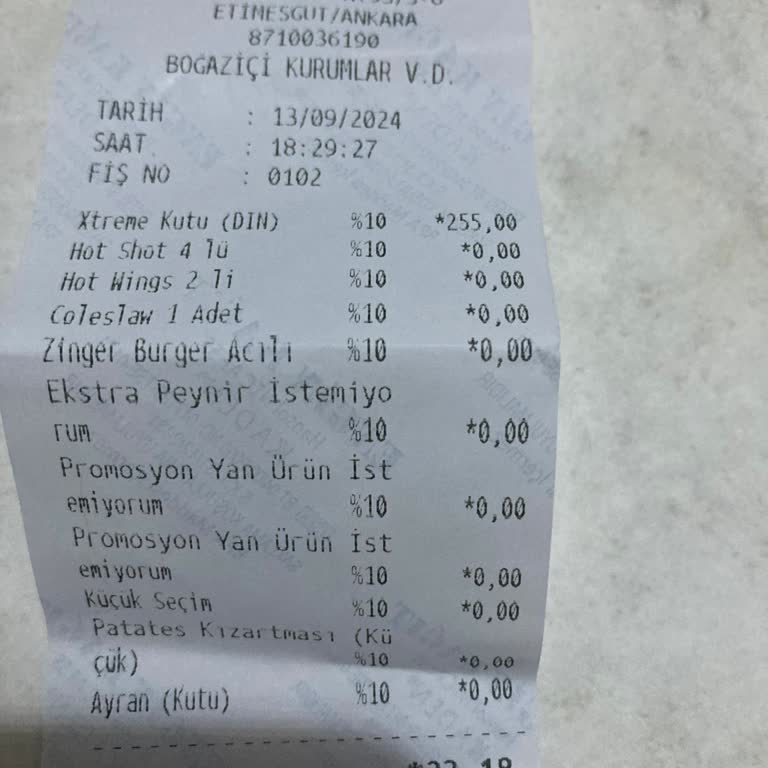 KFC De Eksik Ürün