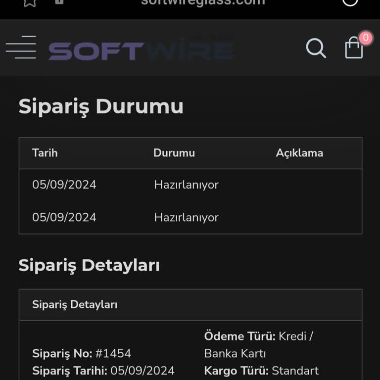 Soft Wire Glass Sitesinden Sipariş Verdim Kargom Hâlâ Gelmedi